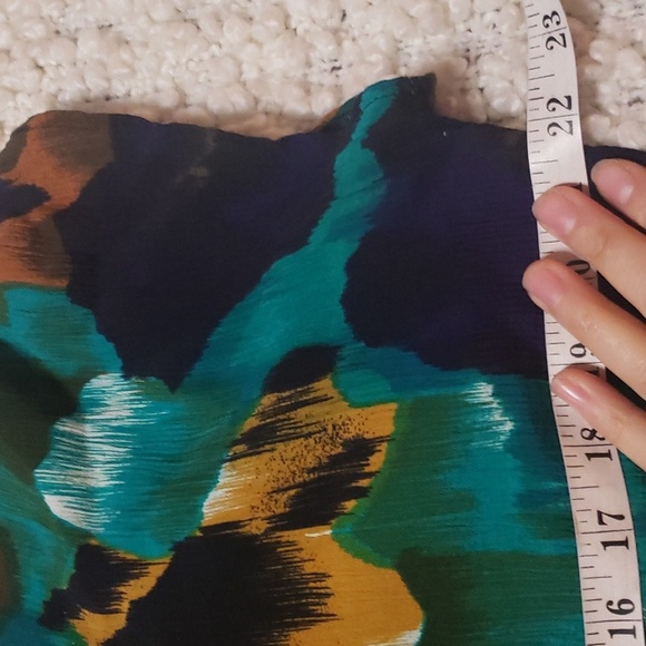 Vintage 80s 2 pc skirt set blue/green/brown/tan - Picture 5 of 8